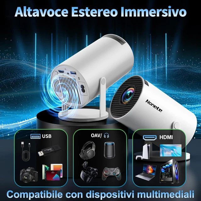 APP INTEGRATA] MINI Proiettore 2025 Upgraded Proiettore Portatile Dual