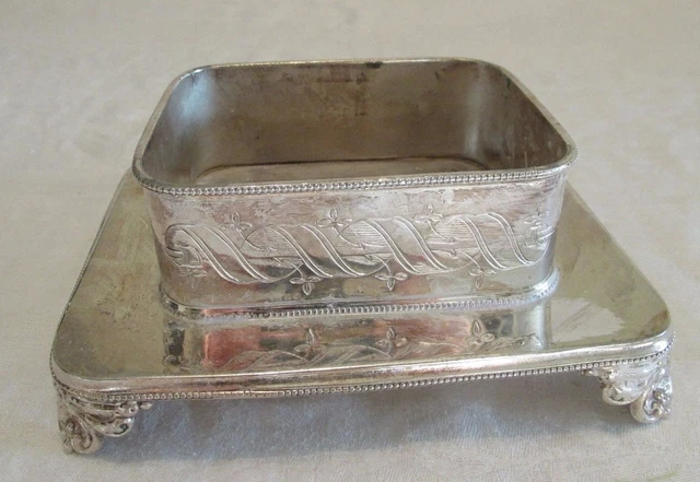 Vintage WINE COASTER English Sheffield Silver Plate Oblong  Fattorini & Sons
