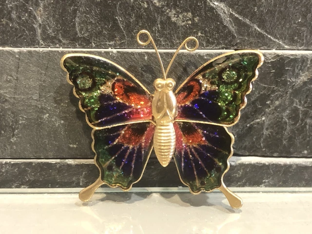 Jolie Broche papillon vintage avec des pierres bien serties (Neu