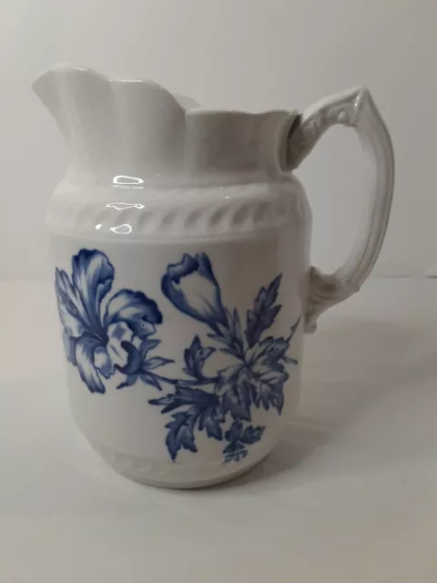 Vintage Blue and White Creamer Jug - 6 3/4"