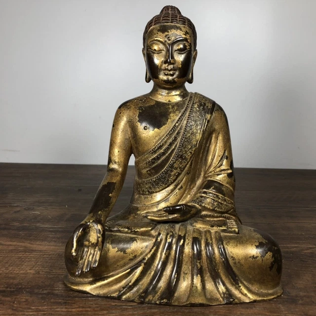 Chinese Exquisite Handmade Buddha Gilt Bronze Statue