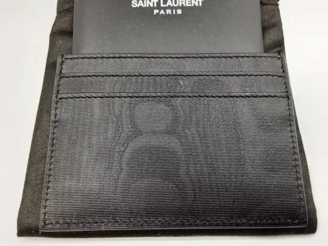 Saint Laurent YSL credit card holder/wallet black textured leather $350 3