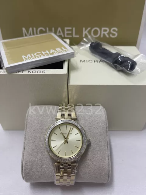 New Michael Kors MK3365 Mini Darci 33mm Gold Tone Stainless Steel Women's Watch