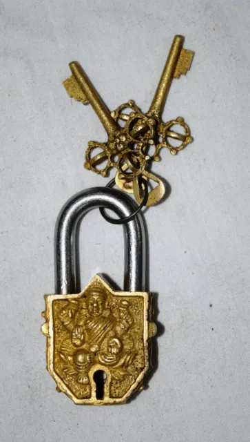 Brass Tibet Lord Buddha Padlock Golden Religious Theme Unique Gift Lock ML54