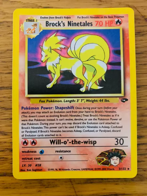 Brock's Ninetales (3/132) Holo Gym Challenge Pokemon Card! FREE P&P!