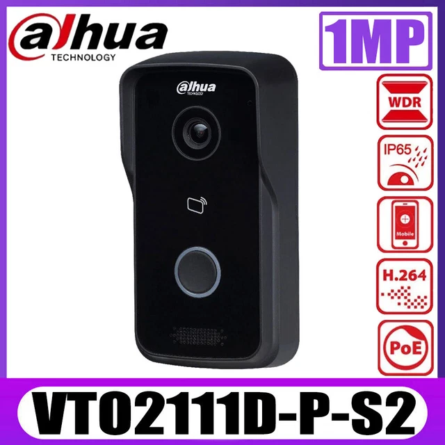Intercomunicador de video Dahua VTO2111D-P-S2 PoE con timbre de conversación de 2 vías IP Villa Puerta Estación