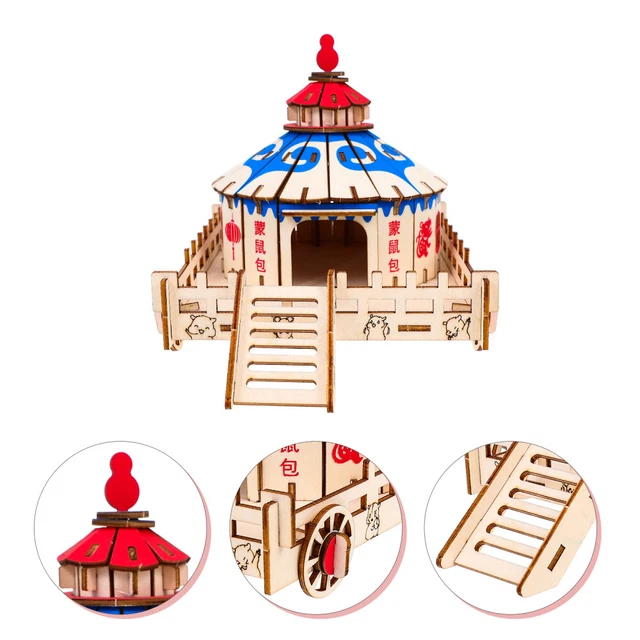 Criceto Villa Legno Criceto Esercizio Giocattoli Attività Criceto Giocattoli