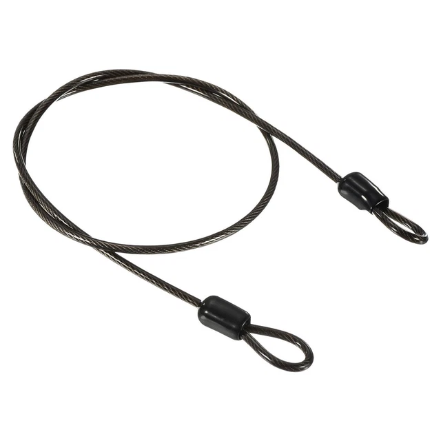 Security Steel Cable 2.5mmx0.5m Coated Luggage Lock Rope w Loop Black