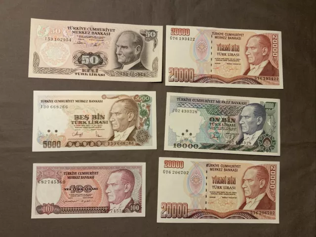 Türkei Banknoten Lot alle in kassenfrisch (1)