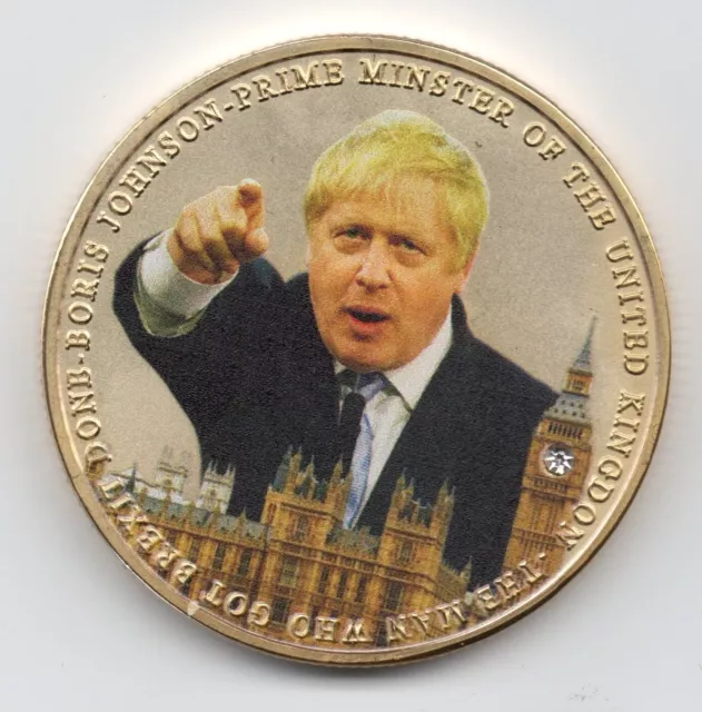 BORIS JOHNSON Gold Coin BREXIT Diamond Old Gem Signed Rishi Sunak Europe Leave 3