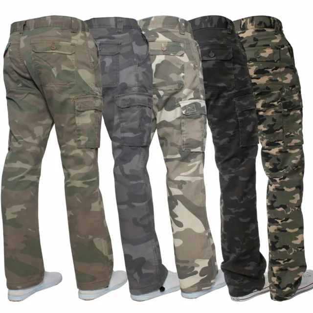 Kruze Mens Military Combat Work Trousers Camouflage Cargo Camo Army Casual Pants