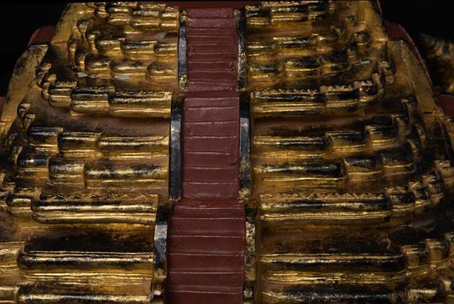 Late 20th Century, Antique Burmese Wooden Throne with Gilded Gold and Angels 3