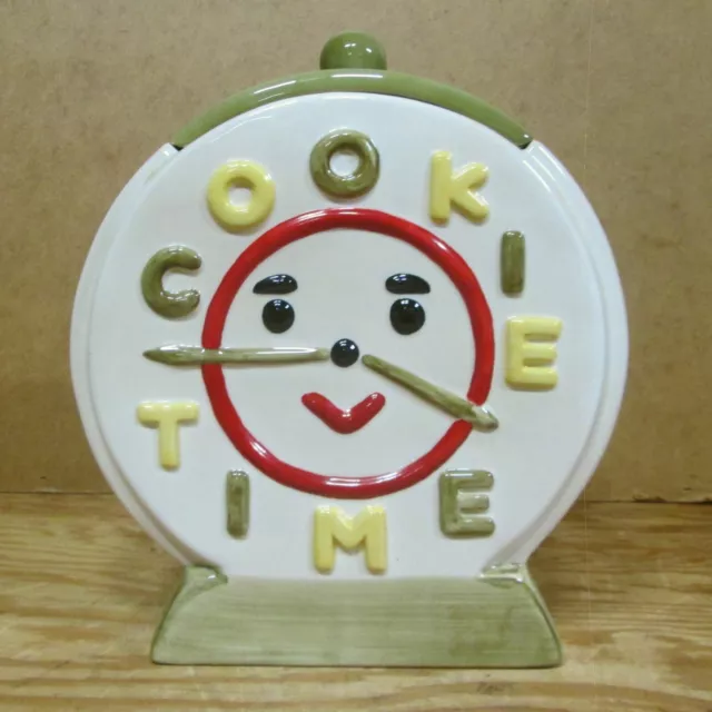 Vintage Cookie Time Cookie Jar Classics By Jonal Co. Rare Cream & Green