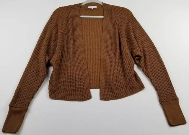 BP Cardigan Sweater Women’s Medium M Brown Long Sleeve Open Front Waffle Knit