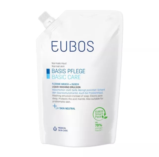 EUBOS BASIS PFLEGE FLÜSSIG WASCH + DUSCH NACHFÜLLBEUTEL, 400 ml, PZN 06347064