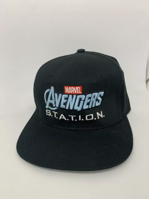 MARVEL AVENGERS S.T.A.T.I.O.N.  SnapBack Black Hat Cap Baseball Adjustable