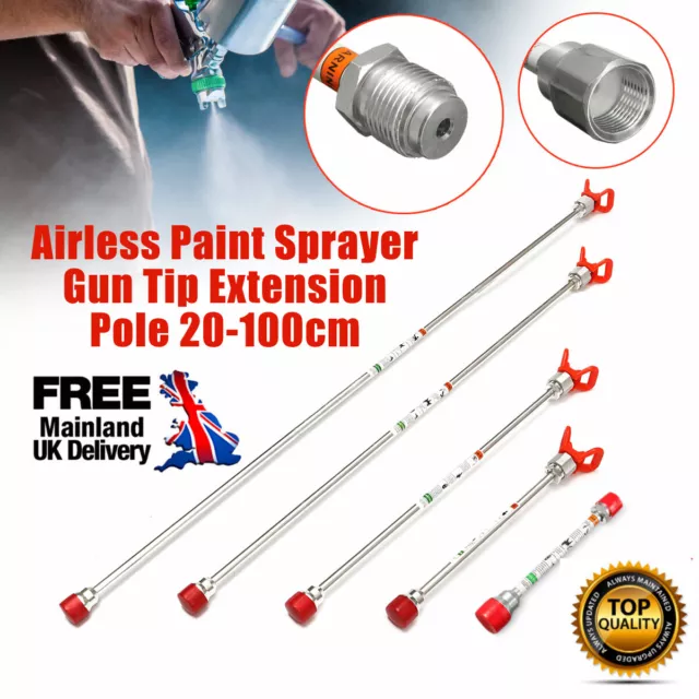 30/75/100cm Airless Paint Sprayer Spray Gun Extension Pole & Nozzle Rod Tool UK