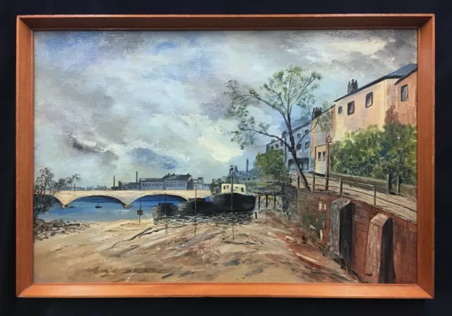 Mid 20th Century English School Oil On Board Landscape Painting. Signed.