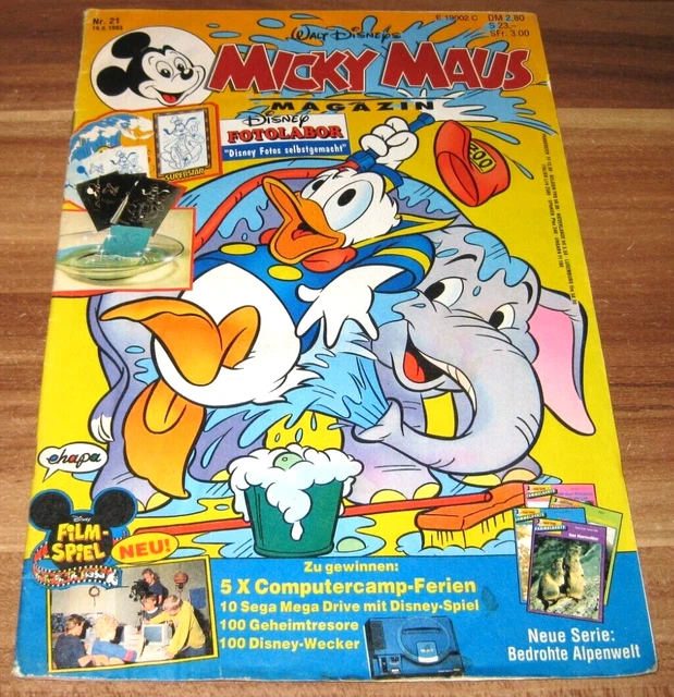 Micky Maus 1993 Nr. 21 mit Beilage Fotolabor + Karten Ehapa Comic Heft Z2-
