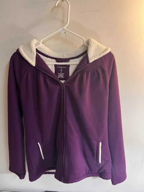 Lands' End Girls Purple Xl 16 Jacket Coat With Hood