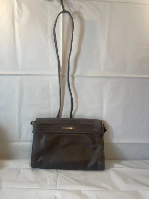 TRINA TURK  Gray Leather Bag Shoulder Crossbody with Handle Magnetic