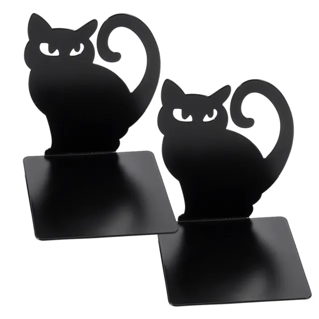 1 Pair Bookends Heavy Duty Metal Black Bookends Cute Decorative Book Ends