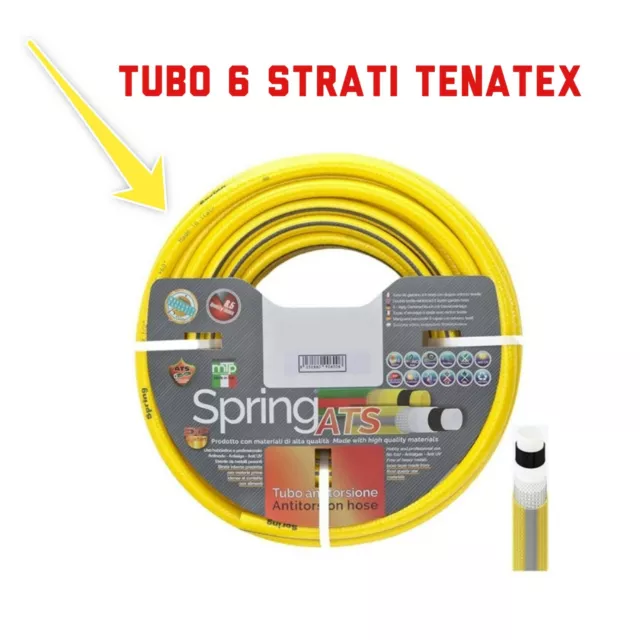 Tubo Giardino 6 Strati Ø 5/8" X 15mt Irrigazione Acqua SPRING  Pvc Antitorsione