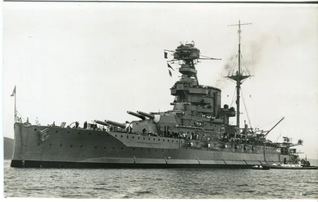 HMS Valiant (1914) WWI WWII Royal Navy battleship  RP postcard