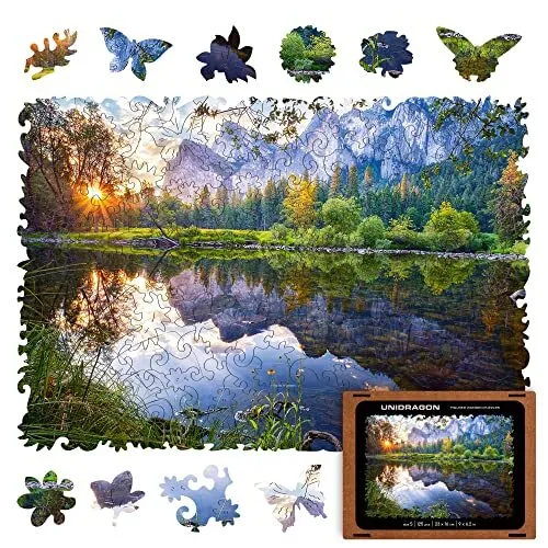 UNIDRAGON Wooden Puzzle Nature Series Forest Lake S size 125 pieces
