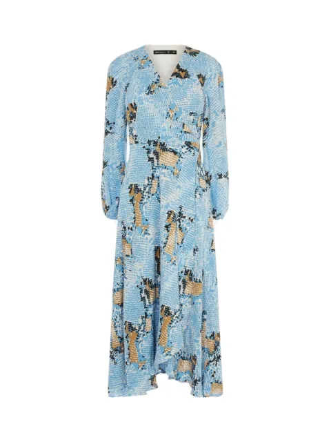 Karen Millen Snake Print Wrap Dress Midi Blue Multi $499.00 NWT Size 4 Small