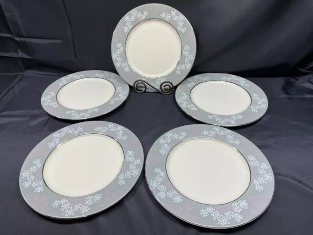 Castleton "LACE" Green / Gray ~ Set of 5 ~ Dinner Plates ~ 10 3/4"