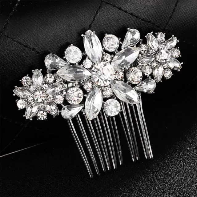 Crystal Bride Wedding Hair Comb Silver Bridal Headpieces Rhinestone Side Comb