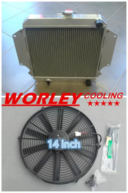 Aluminum Radiator & 14" Fan for SUZUKI SIERRA 2Dr SPFTOP /HARDTOP 1.3L SJ410/413