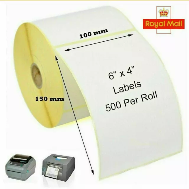 ROYAL MAIL LABELS COMPATIBLE 4X6" 100x150MM DIRECT THERMAL for ZEBRA PRINTERS