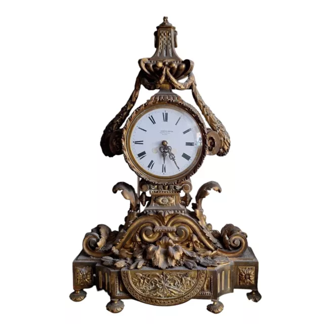 Louis XVI Neoclassical Gilt Bronze Antique French Clock