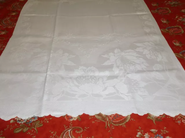 Stunning Art Deco Towel Hand Embroidery Linen French Chateau-Show Towel vtg