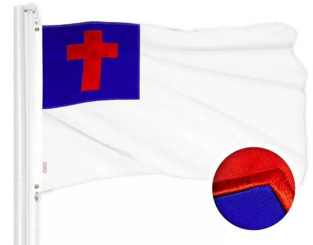 Christian Flag 3x5FT Embroidered Polyester Brass Grommets Cross By G128