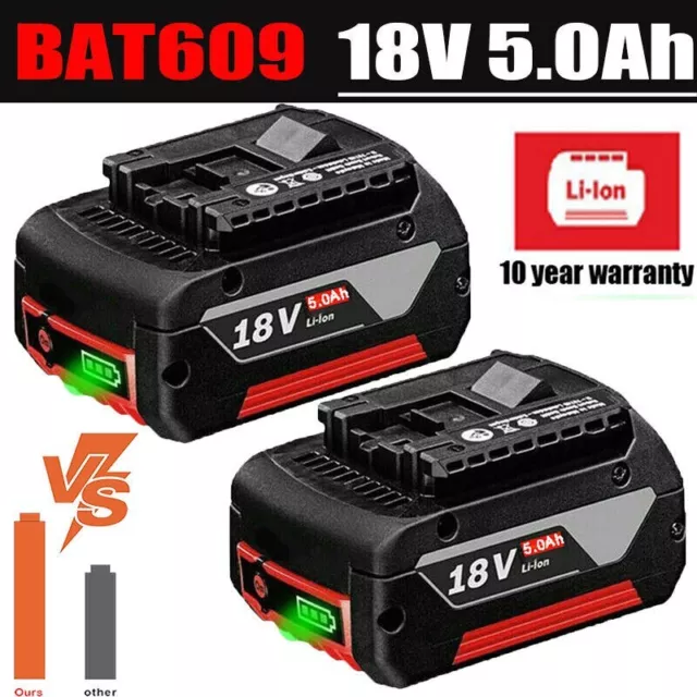 NEW 2Pack For Bosch BAT618 BAT609 BAT612 18Volt Lithium-Ion 5.0Ah Battery BAT620