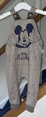 George Disney boys brown smart Mickey mouse dungaree’s size 6-9 months