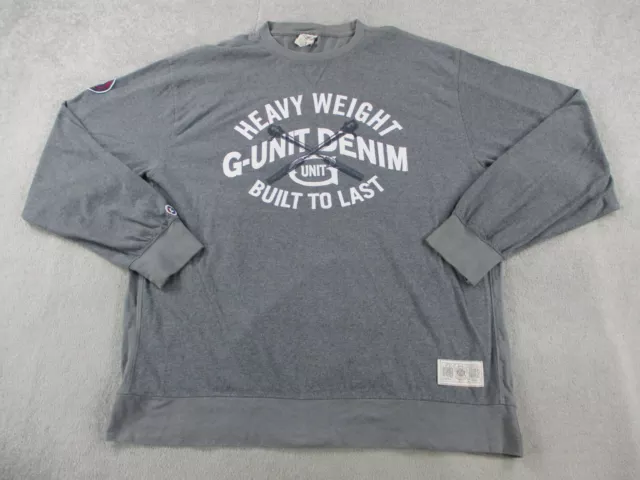 G Unit Sweater Mens 3XL XXXL Gray Crewneck Heavy Weight Sweatshirt Graphic Print