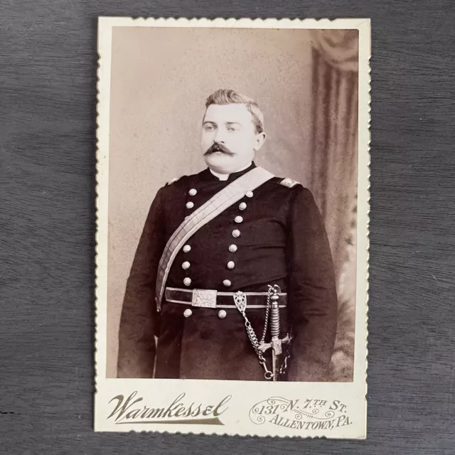 Man Wearing civil war uniform cabinet card allentown pa sword dagger