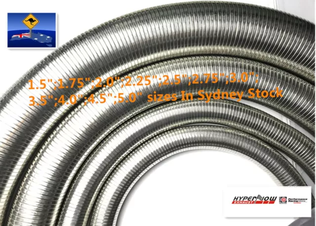 Flexible Exhaust Tube Stainless Steel Polylock Pipe 1.5" ID 38.2mm 1m Length AU