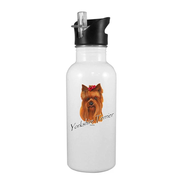 Stainless Steel Water Bottle 20oz Straw Dog Breed Yorkshire Terrier