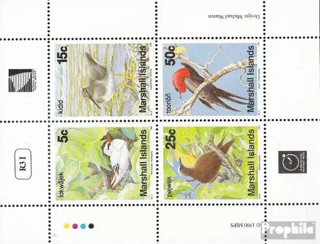 Marshall-Islands 284-287 Sheetlet unmounted mint / never hinged 1990 Birds