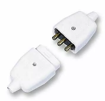 PERMAPLUG - 10A Rewireable 3-Pin Plug & Socket In-Line Power Connector, White