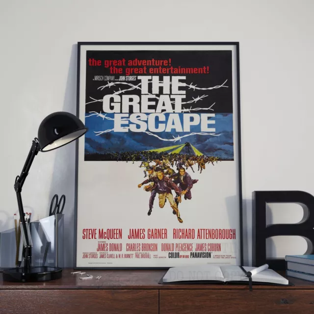Vintage The Great Escape Movie Film Steve McQueen Poster Print Picture A3 A4