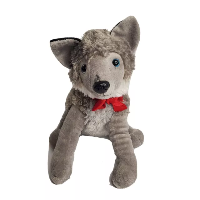BASS PRO SHOP Wolf Plush Gray with red bow Stuffed Animal Toy Wildlife 13  $12.90 - PicClick