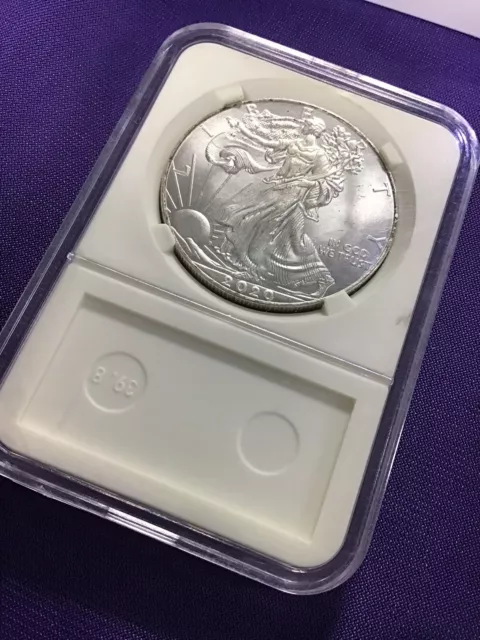 2020 US USA 1oz Fine Silver American Eagle Dollar Coin Slabbed UNC #T4828 2