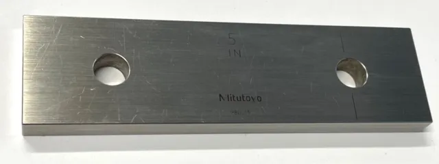 Mitutoyo 611205-231 Rectangular Steel Individual Gage Block, 5.0", Grade FS-2