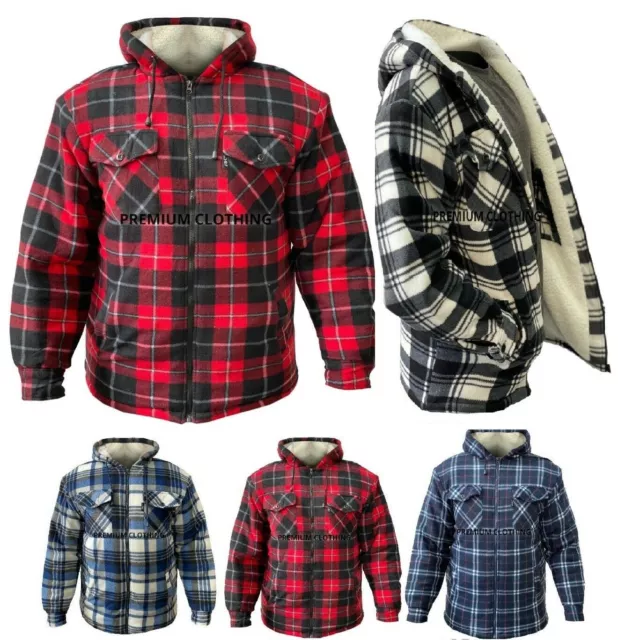 Mens quilted Fleece Lined LUMBERJACK Work Flannel Jacket Thick Warm GIFT c